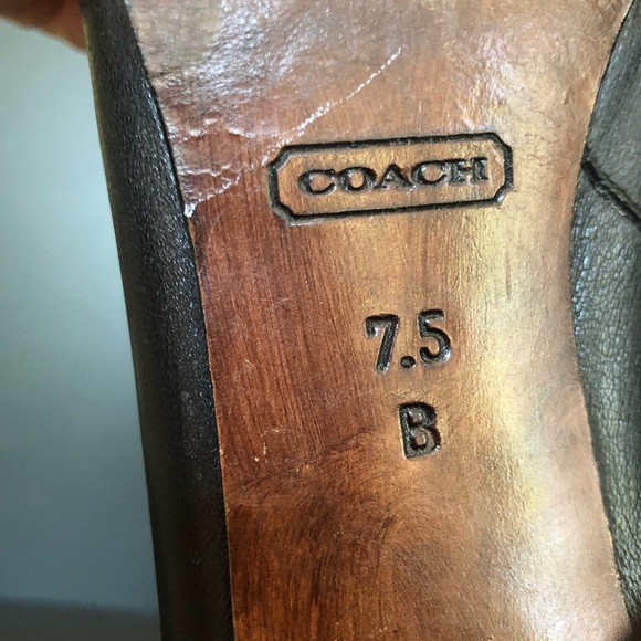 Coach Legra Black Soft Leather Heeled Ankle Boots Size 7.5 Tassel Wooden Heel - Picture 8 of 10